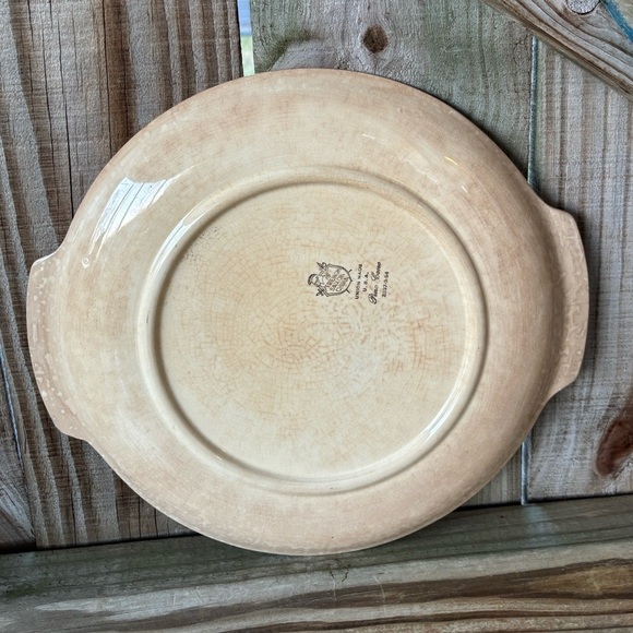 French Saxon China Pine Cone Round Handled Cake Platter Size 11 3/8”W - Picture 3 of 4